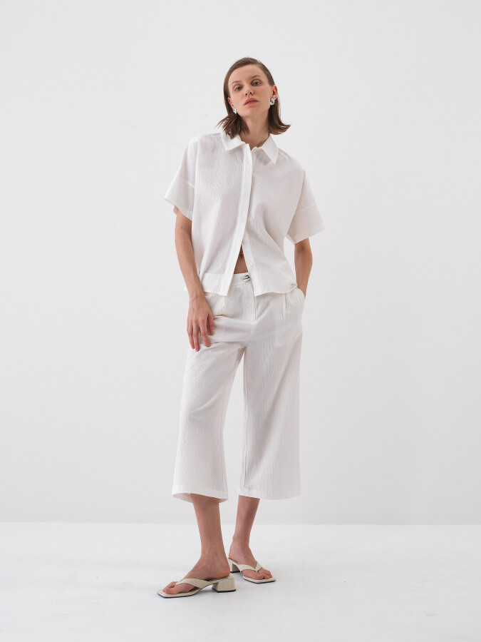 White Oversize Cotton Trousers - 5