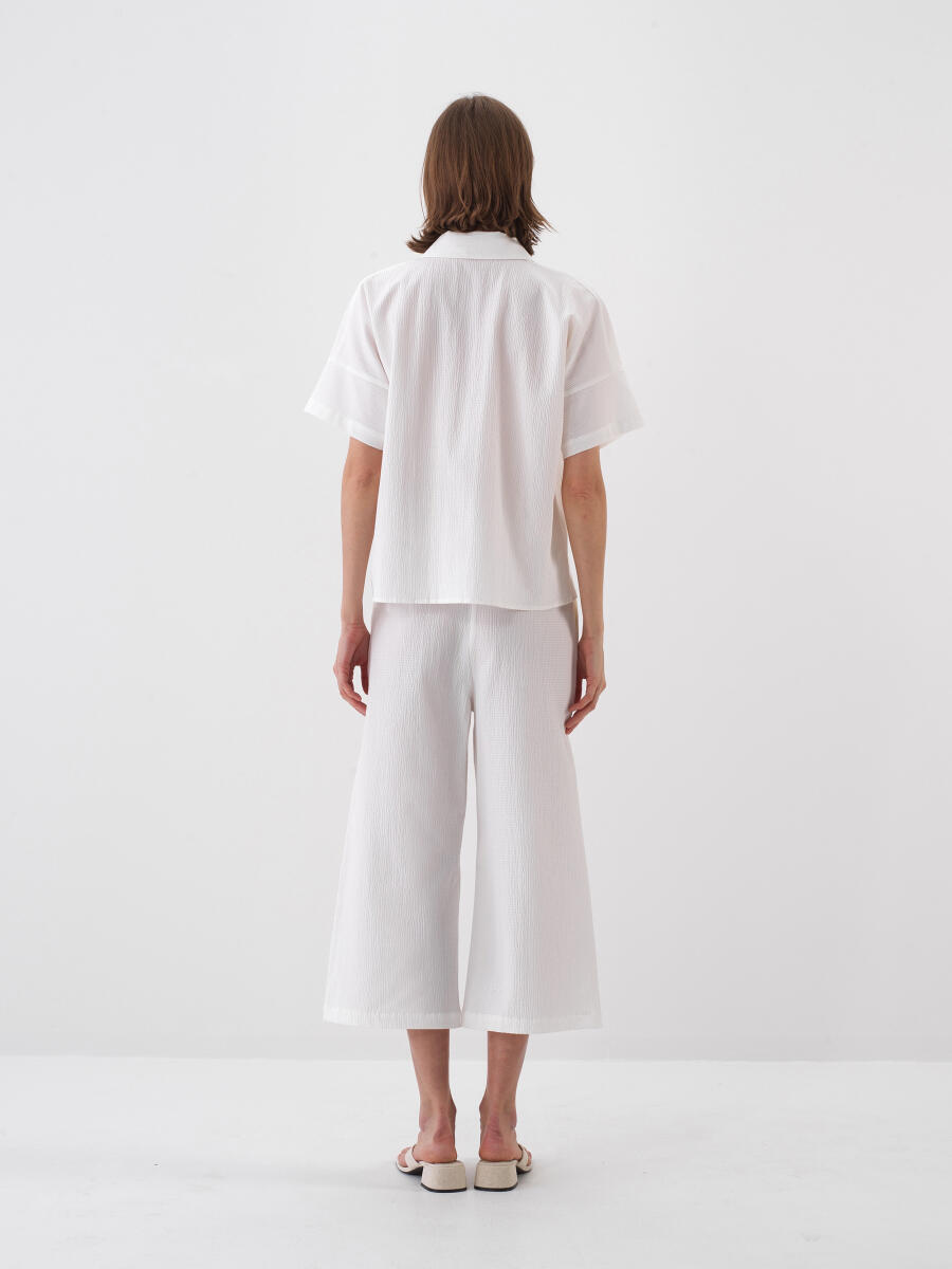 White Oversize Cotton Trousers - 4