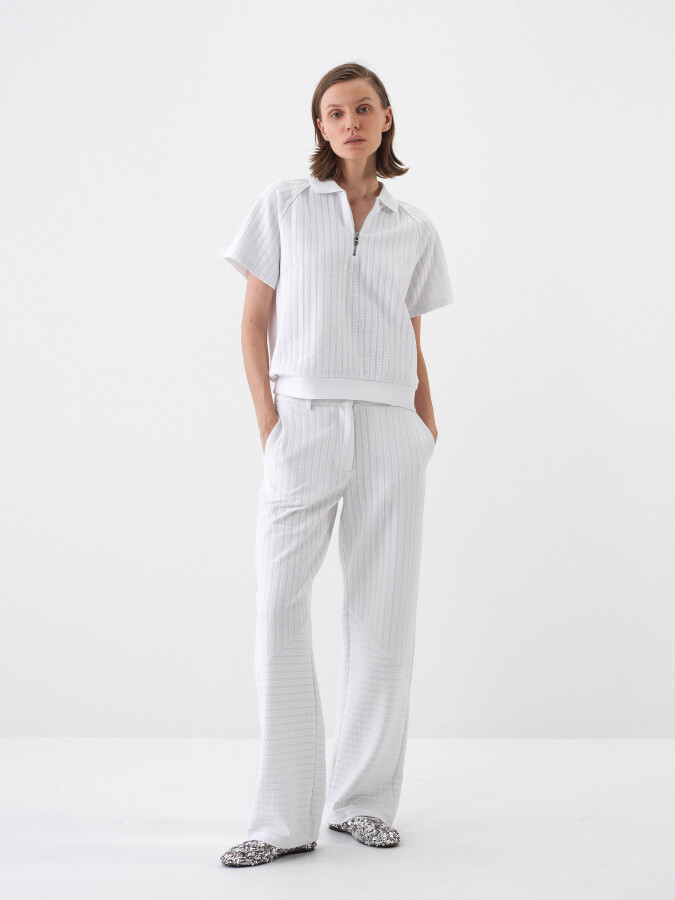 White Oversize Cotton Trousers - 5