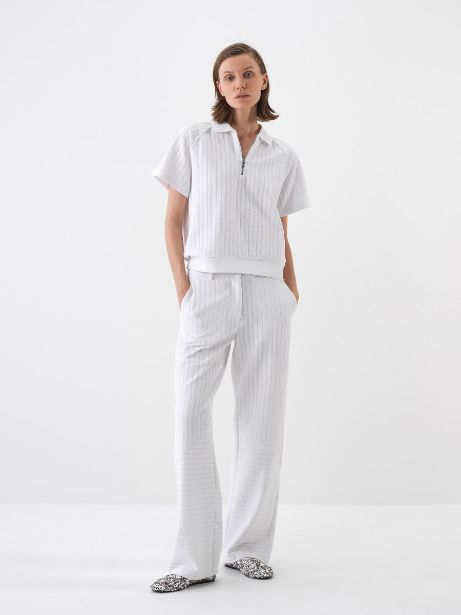 White Oversize Cotton Trousers - 5