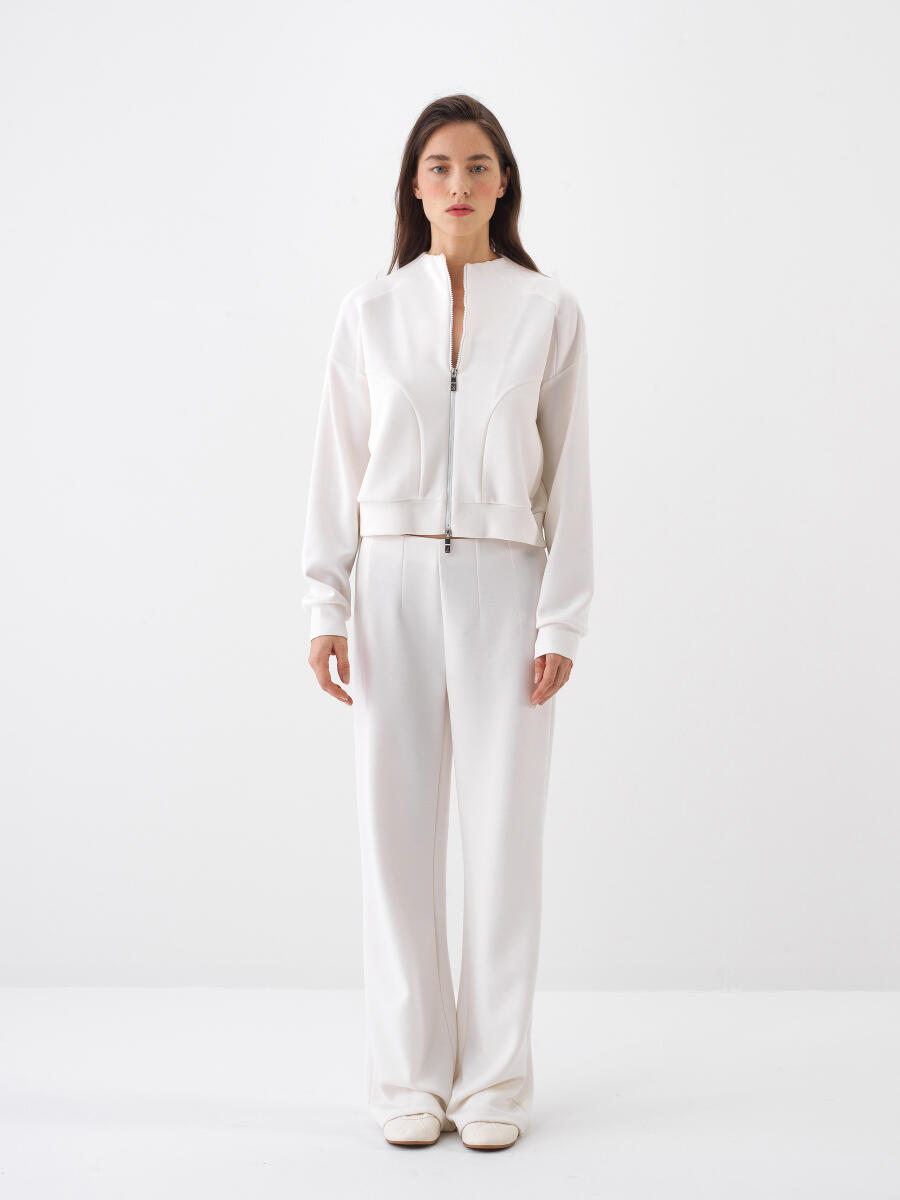 White Oversize Modal Trousers - 5