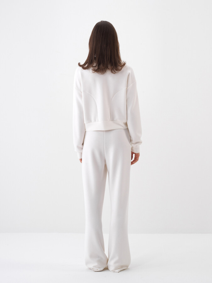 White Oversize Modal Trousers - 4