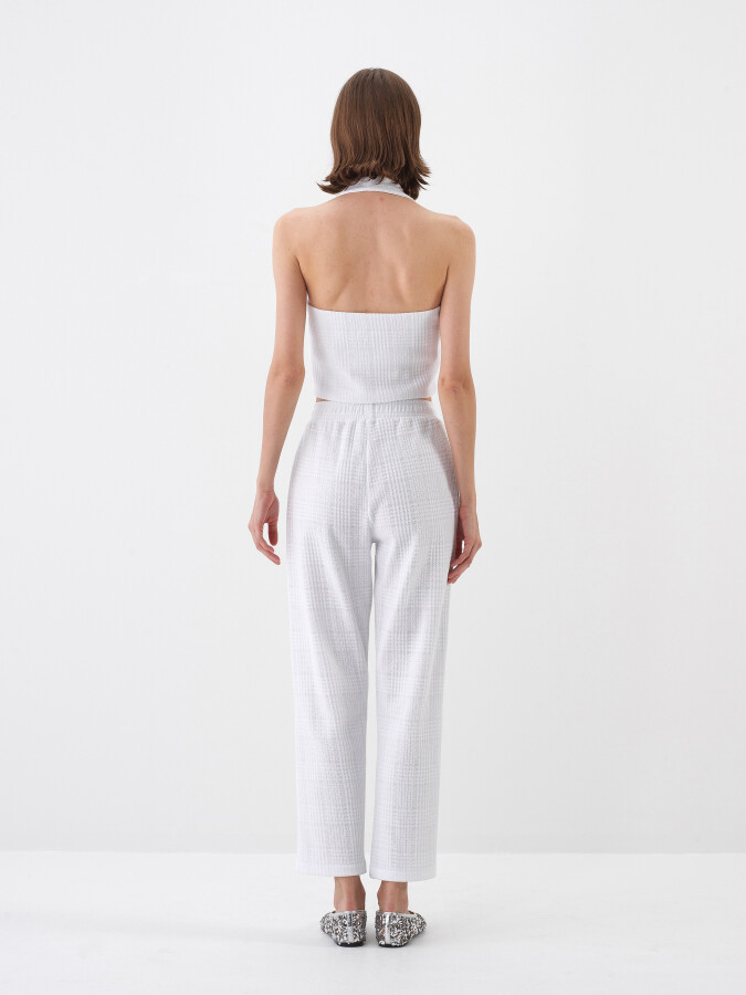 White Regular Fit Cotton Trousers - 4