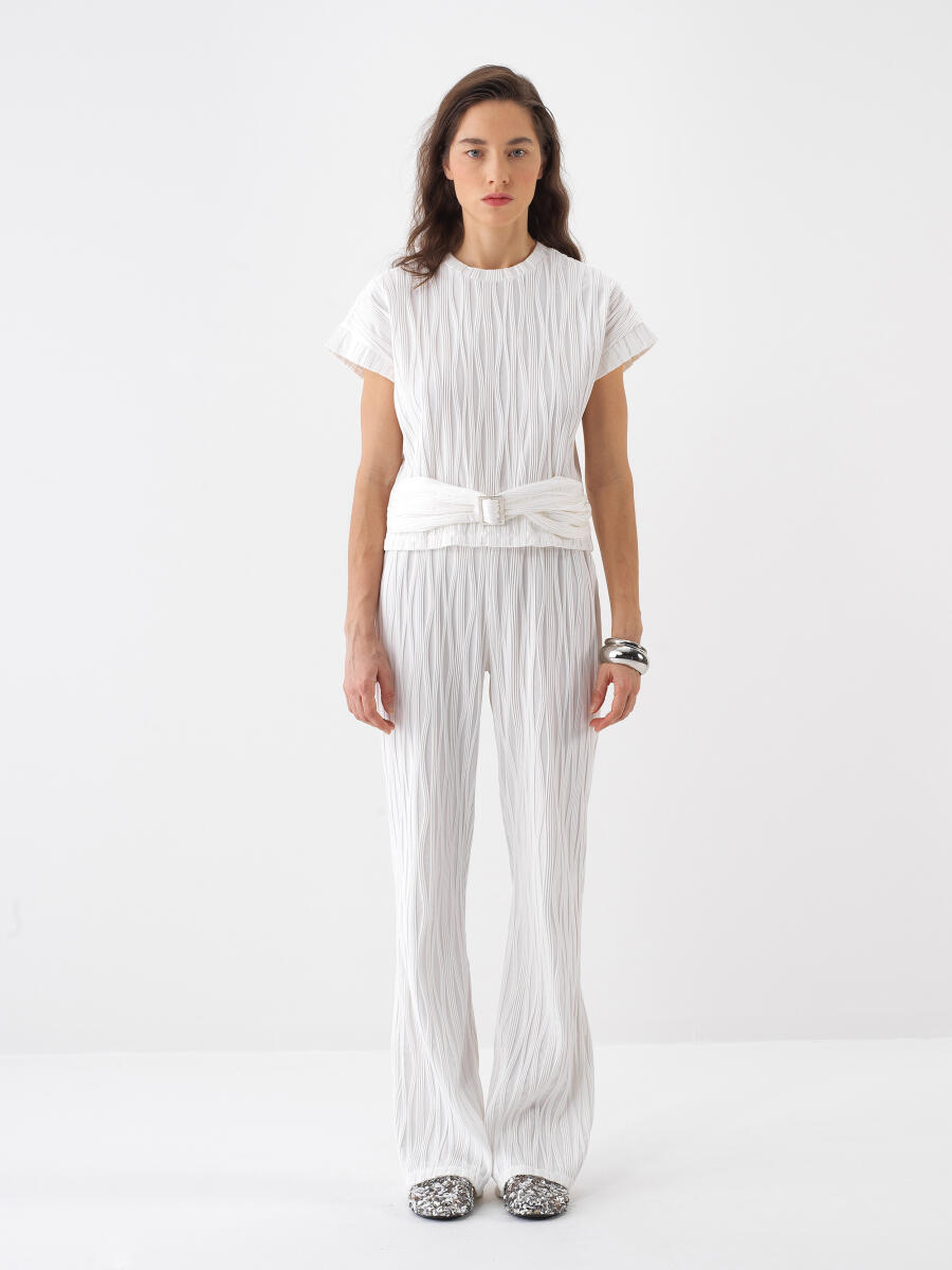 White Regular Fit Trousers - 4