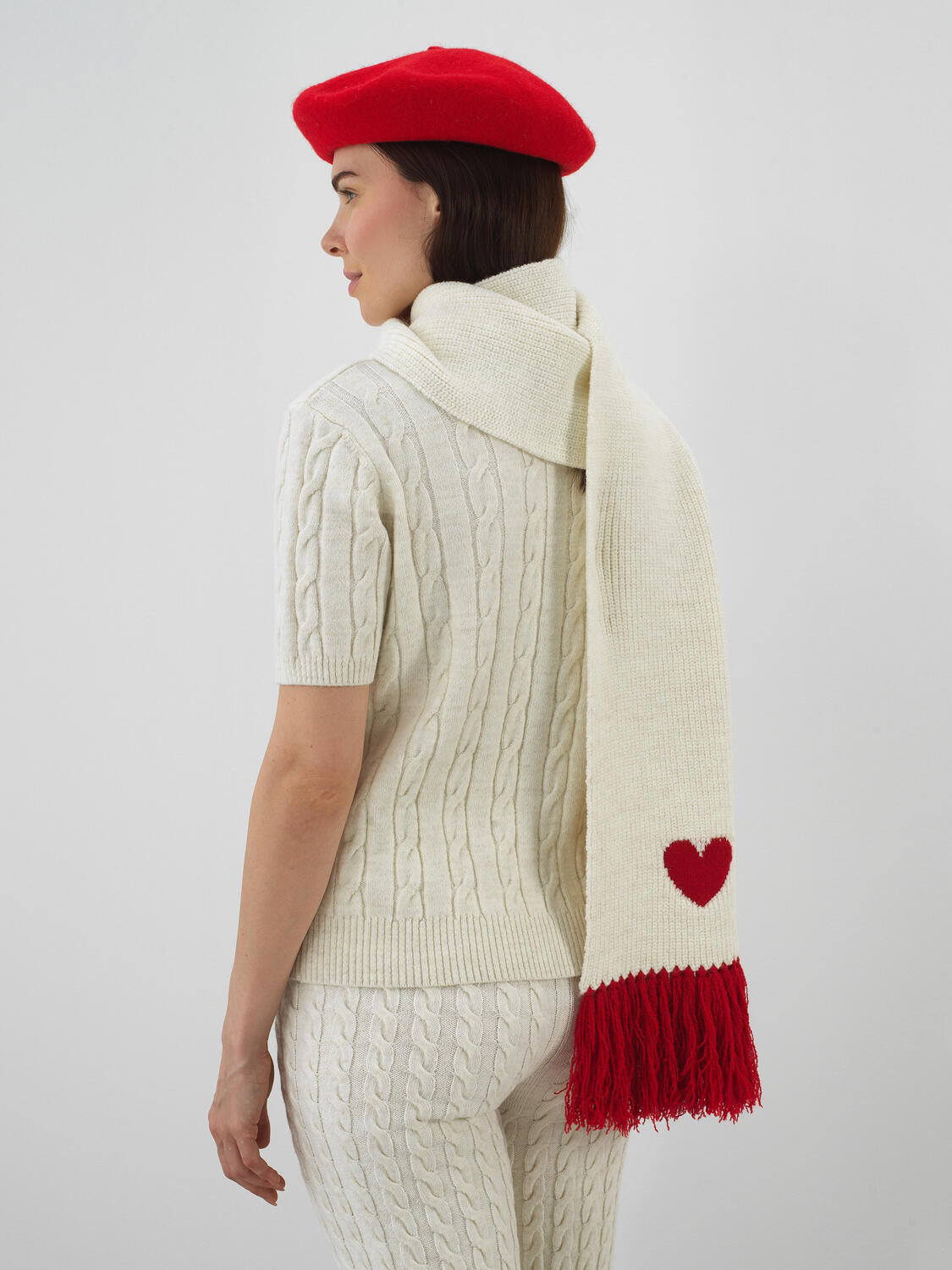 Ecru Natural Wool Textured Standard Fit Scarf - 4