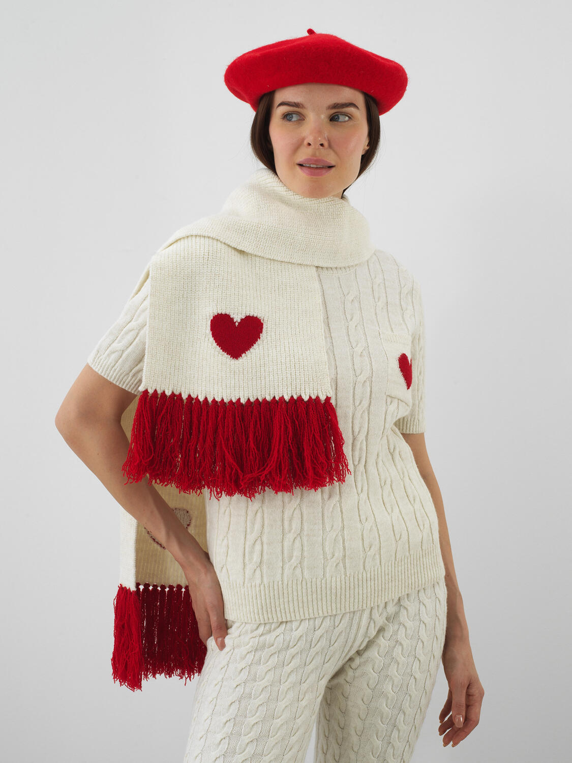 Ecru Natural Wool Textured Standard Fit Scarf - 2