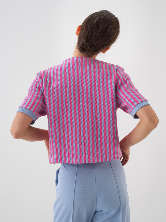 Blue Regular Fit Cotton Cardigan - 4