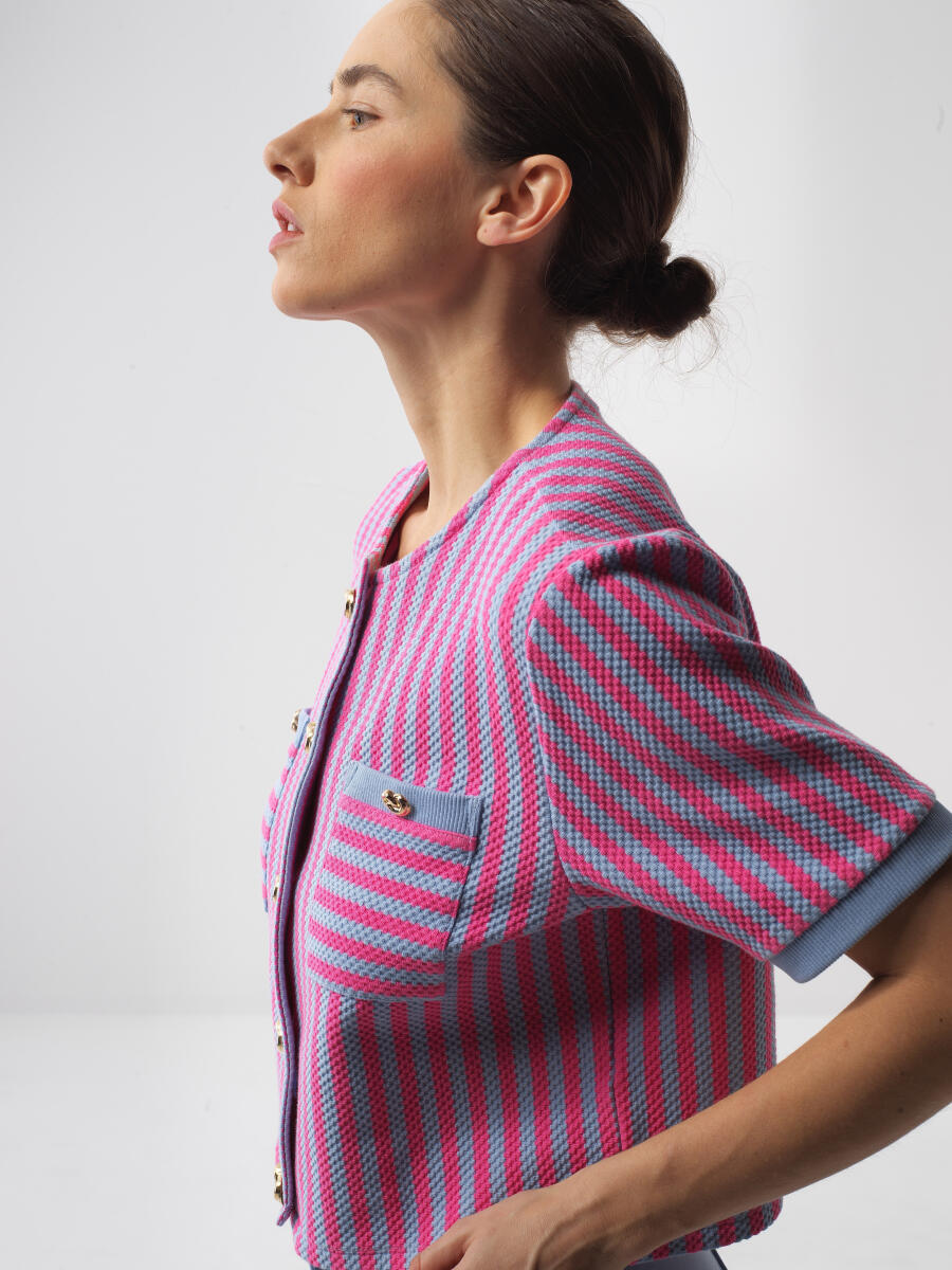 Blue Regular Fit Cotton Cardigan - 3