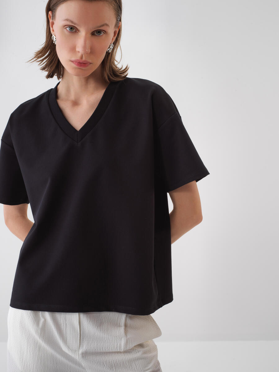 Black Oversize Cotton T-Shirt - 1