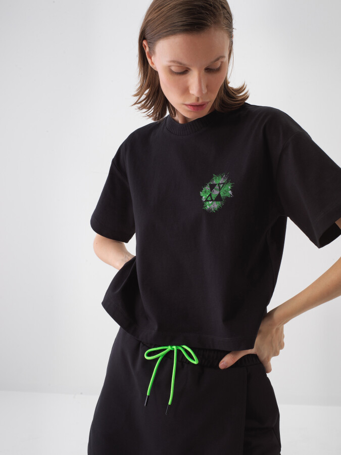 Black Oversize Cotton T-Shirt - 1