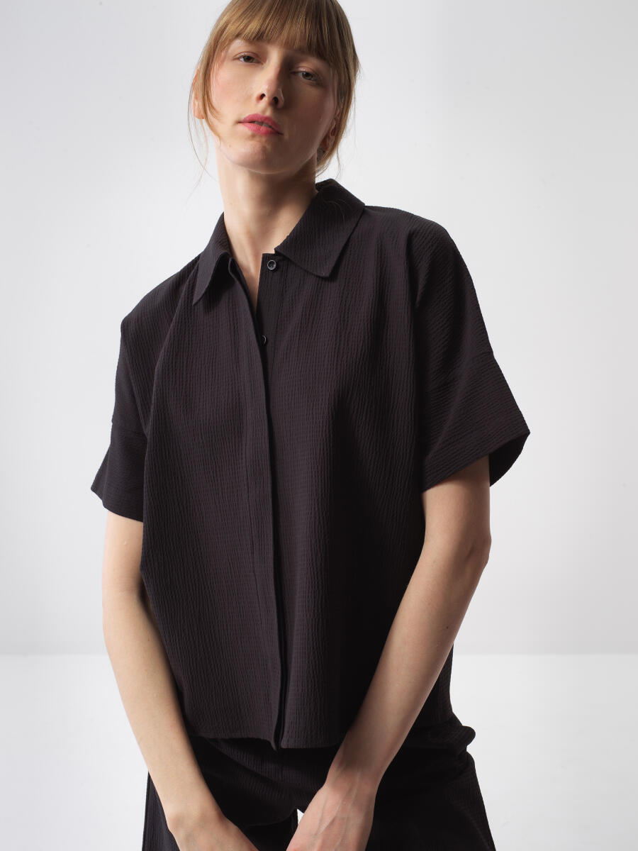 Black Oversize Cotton Shirt - 1