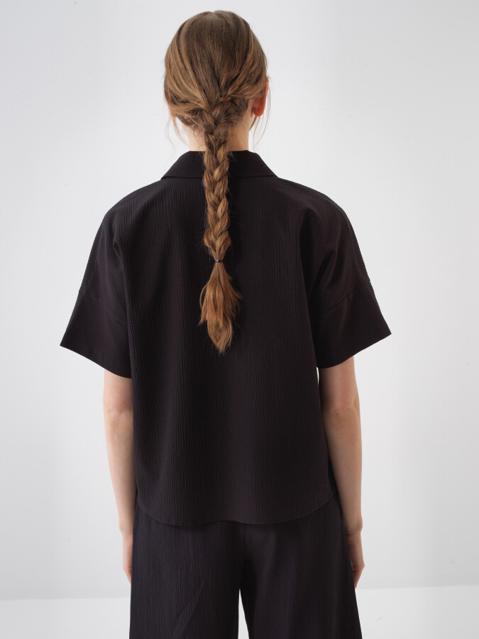 Black Oversize Cotton Shirt - 4