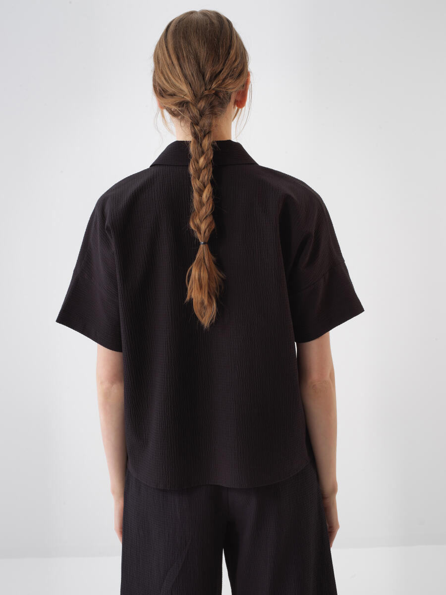 Black Oversize Cotton Shirt - 4