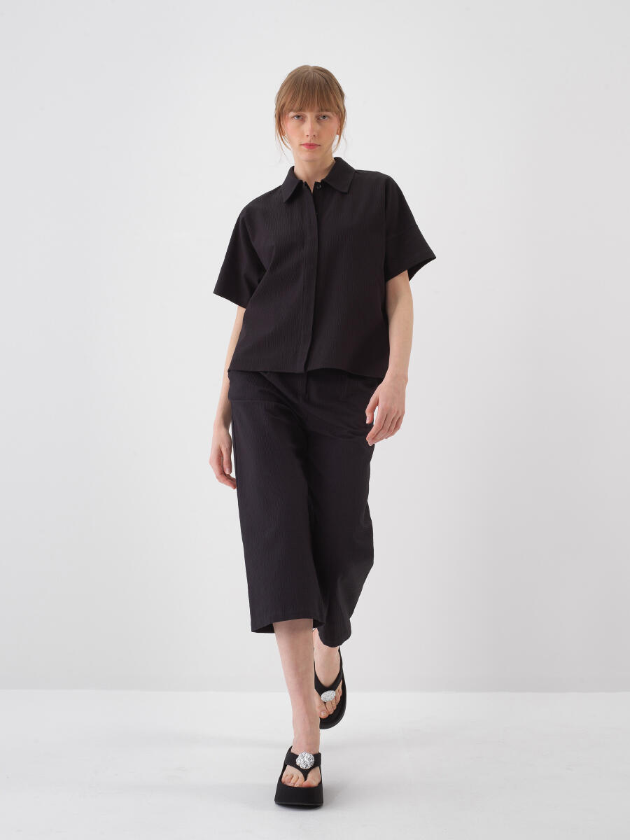 Black Oversize Cotton Shirt - 2
