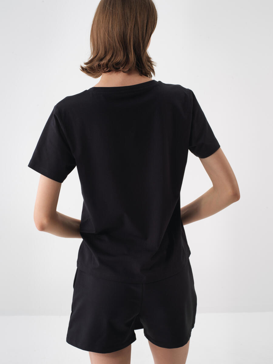 Black Regular Fit Cotton T-Shirt - 4