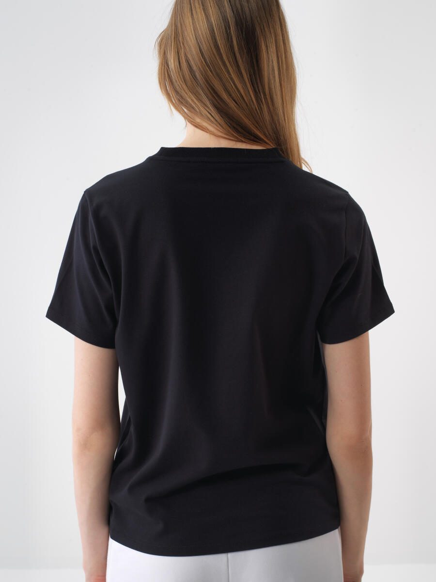 Black Regular Fit Cotton T-Shirt - 3