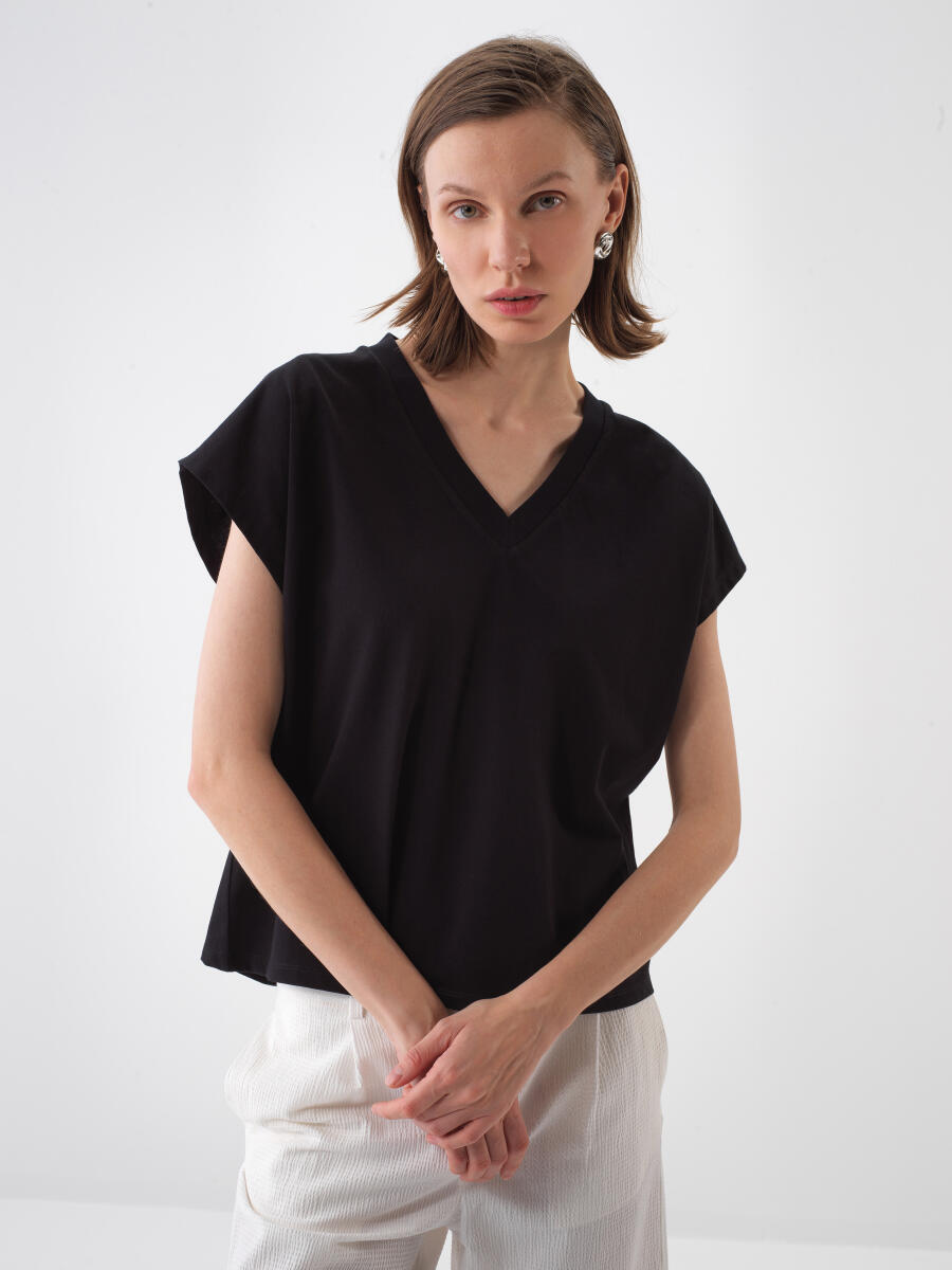 Black Regular Fit Cotton T-Shirt - 1