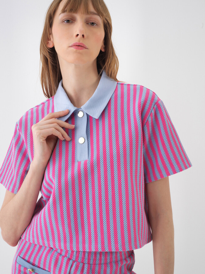 Blue Oversize Cotton T-Shirt - 1