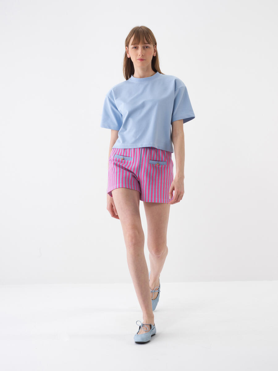 Blue Oversize Cotton T-Shirt - 2