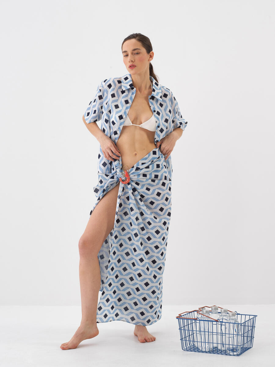 Blue Oversize Cotton Shirt - 2