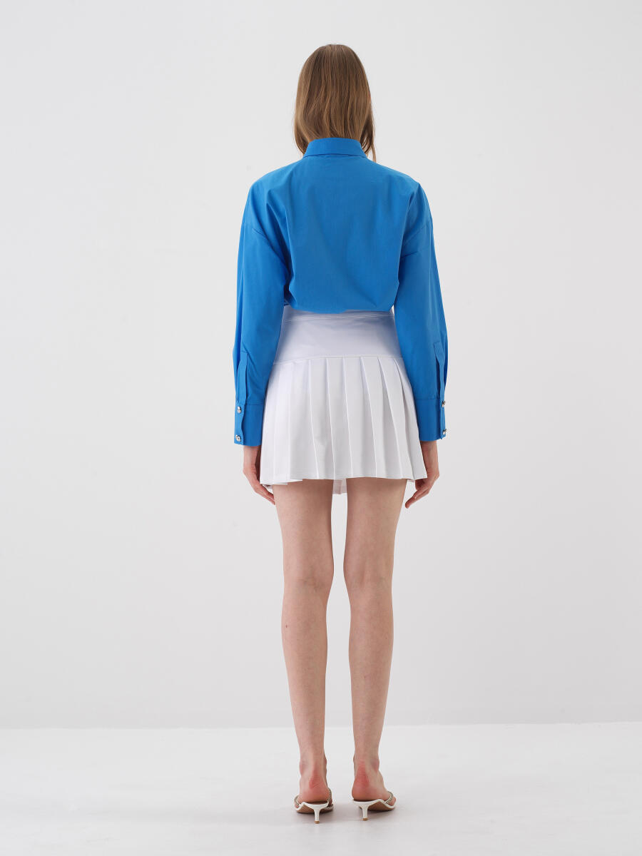 Blue Oversize Cotton Shirt - 4