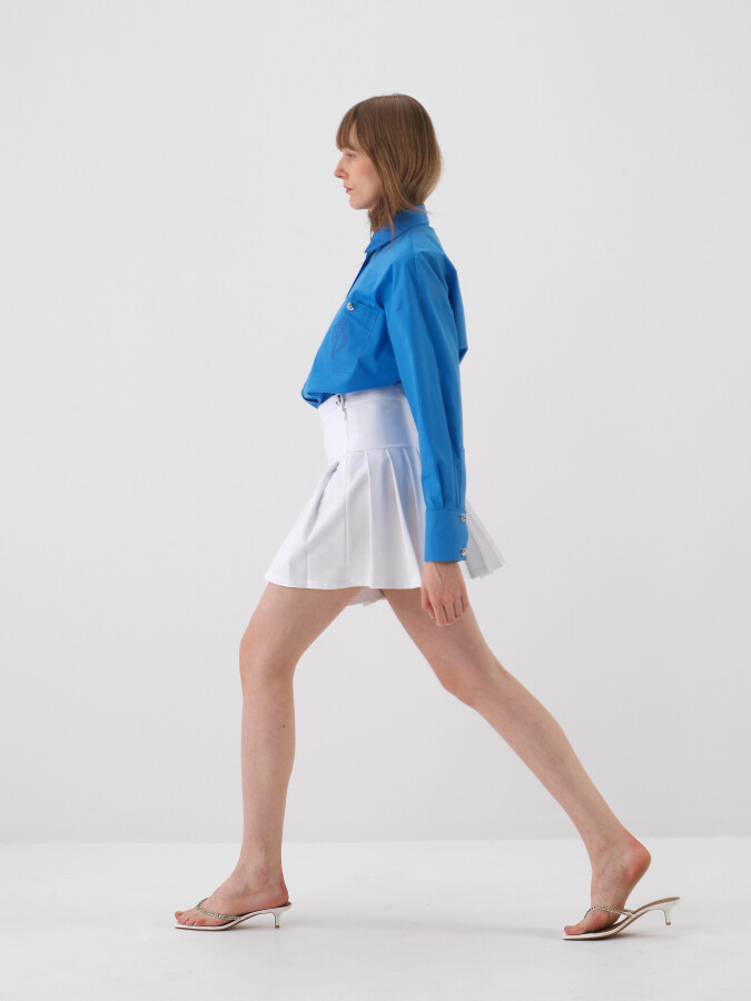Blue Oversize Cotton Shirt - 3