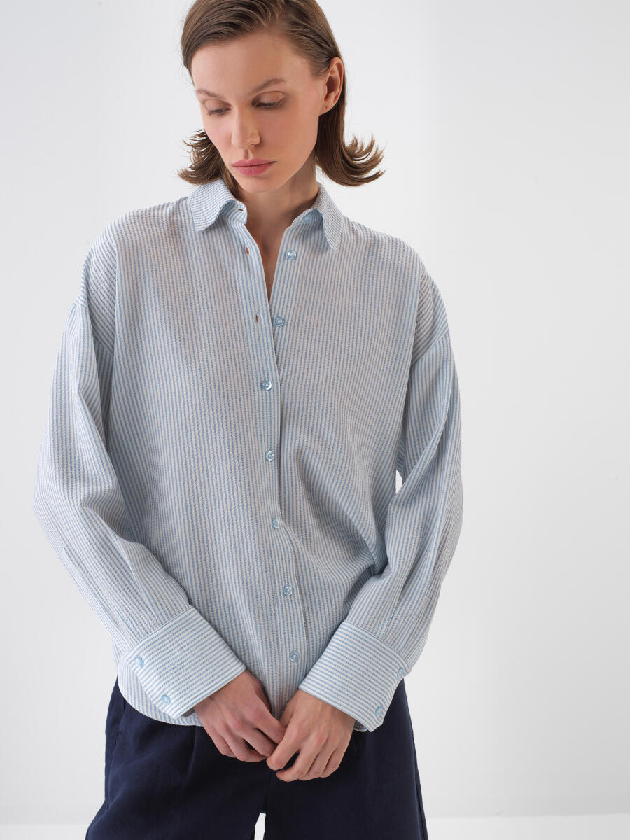 Blue Oversize Shirt - 1