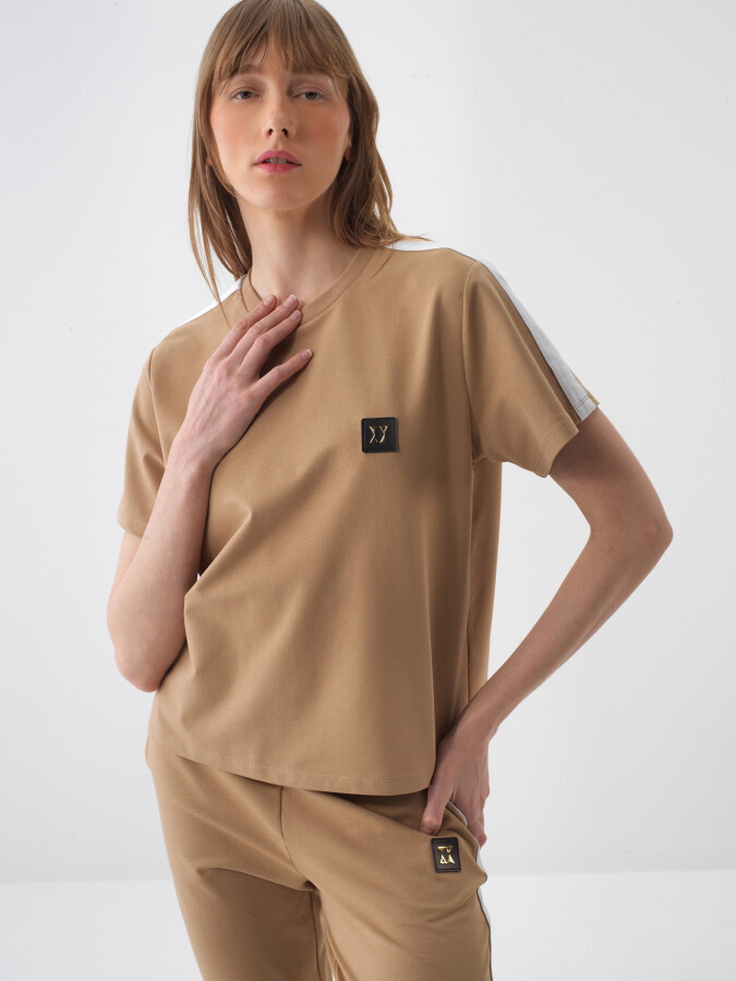 Camel Regular Fit Cotton T-Shirt