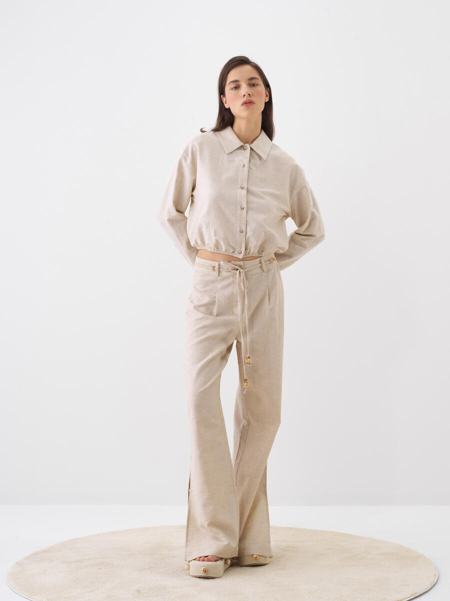 Natural Oversize Linen Shirt - 2
