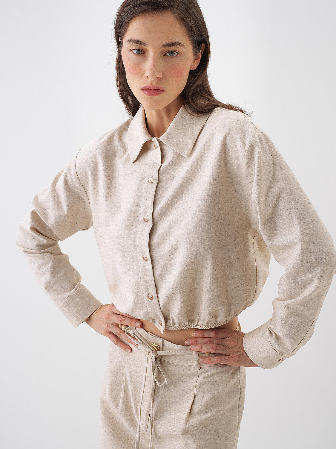Natural Oversize Linen Shirt - 1