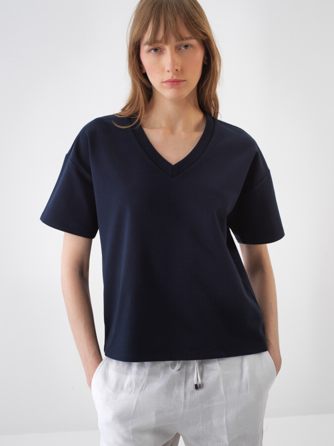 Navy Blue Oversize Cotton T-Shirt