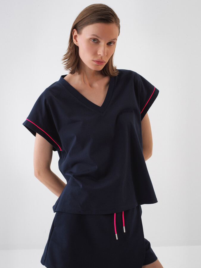 Navy Blue Oversize Cotton T-Shirt