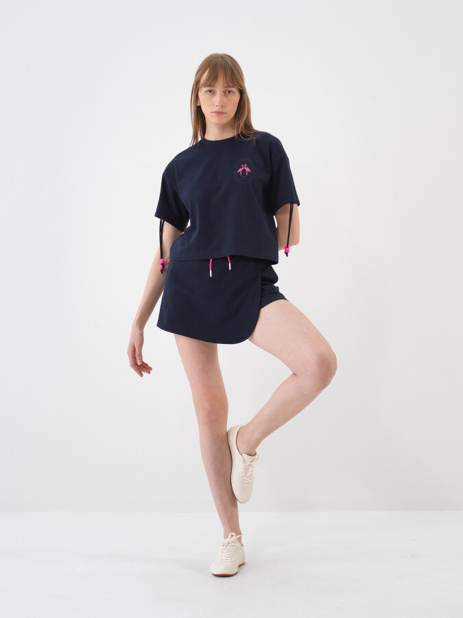 Navy Blue Oversize Cotton T-Shirt - 2