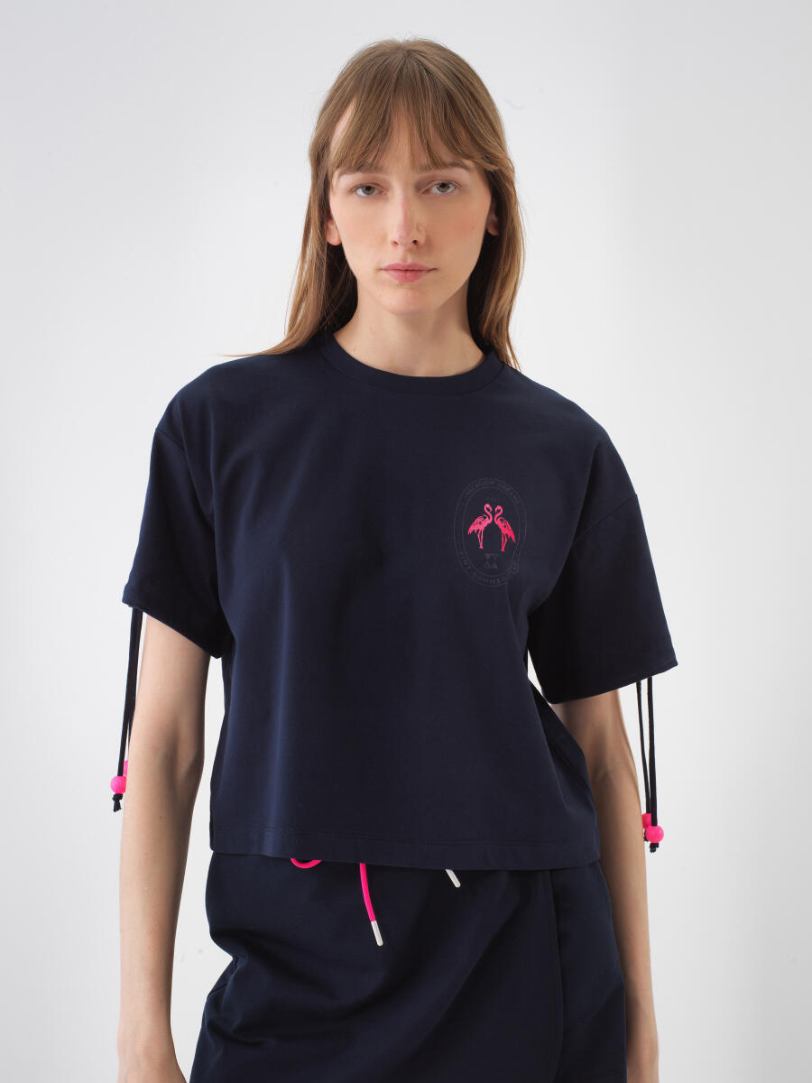 Navy Blue Oversize Cotton T-Shirt - 1