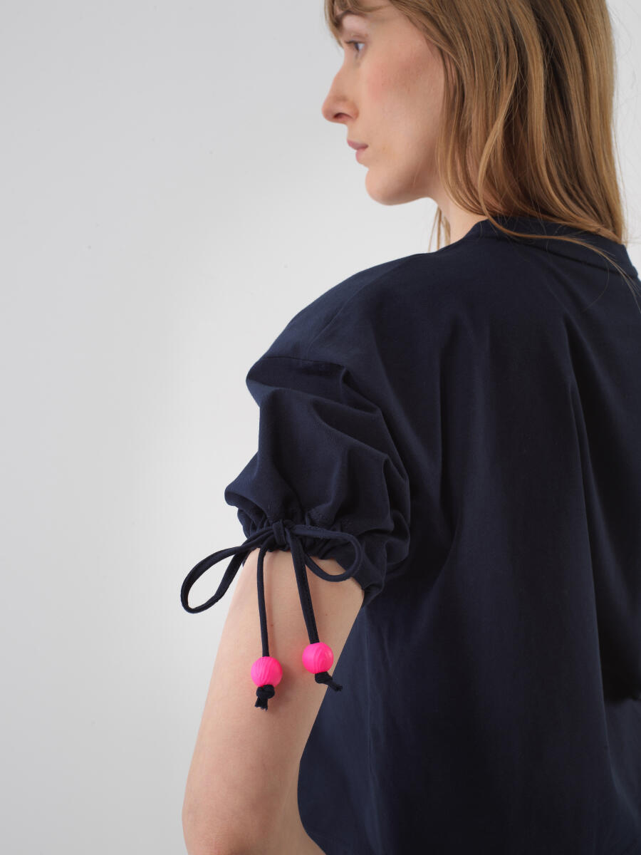 Navy Blue Oversize Cotton T-Shirt - 3