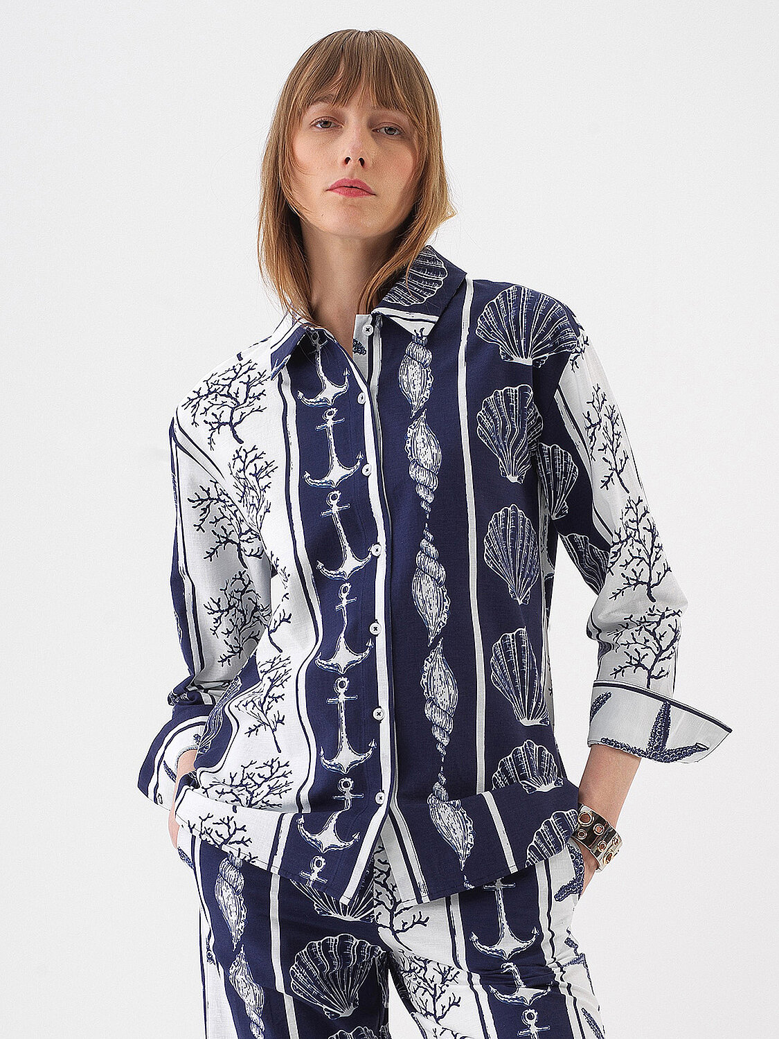 Navy Blue Oversize Linen Shirt