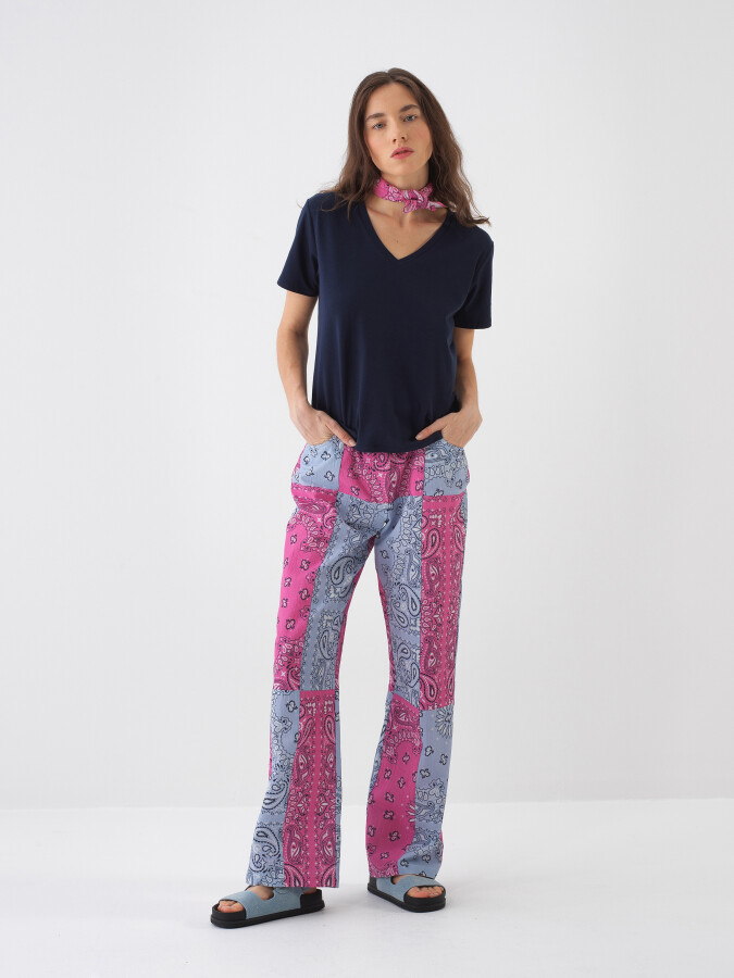 Navy Blue Regular Fit Cotton T-Shirt - 2