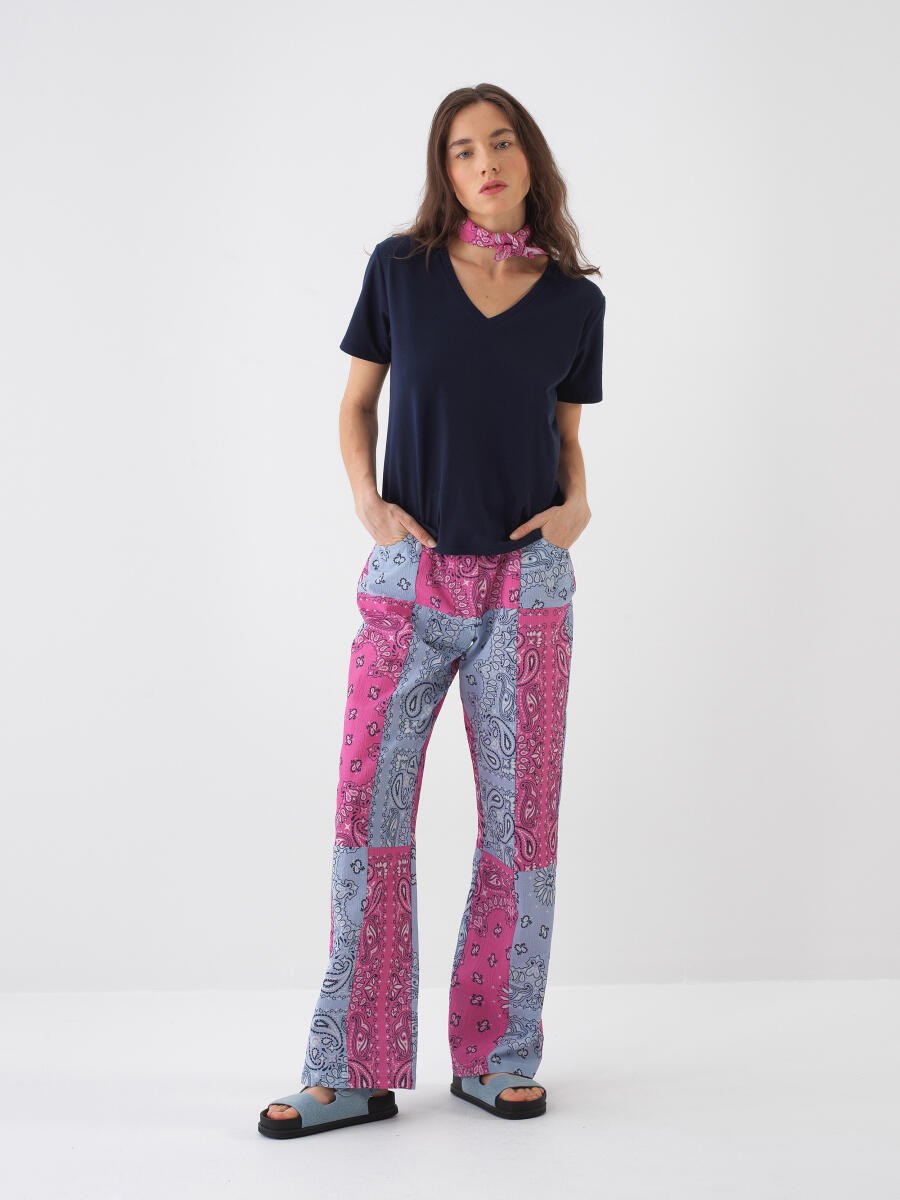 Navy Blue Regular Fit Cotton T-Shirt - 2