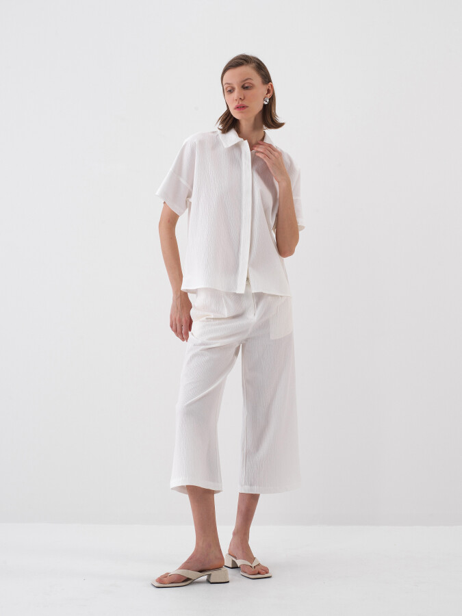White Oversize Cotton Shirt - 2