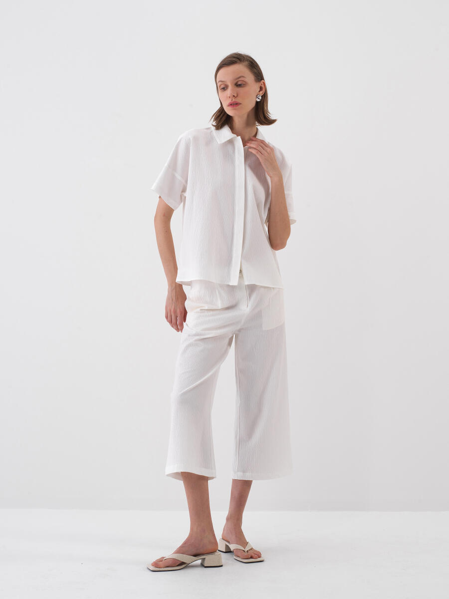 White Oversize Cotton Shirt - 2
