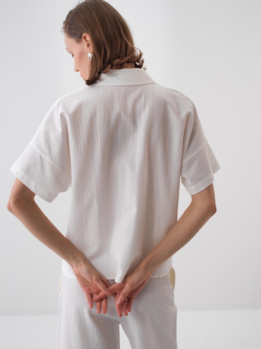 White Oversize Cotton Shirt - 4