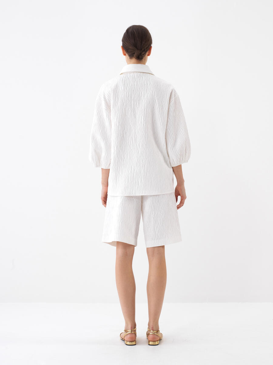 White Oversize Cotton Shirt - 5