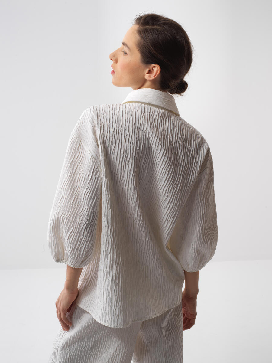 White Oversize Cotton Shirt - 4