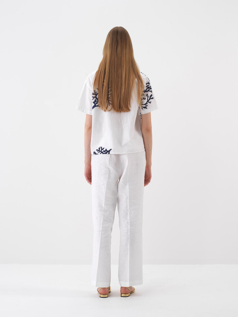 White Oversize Linen Shirt - 5