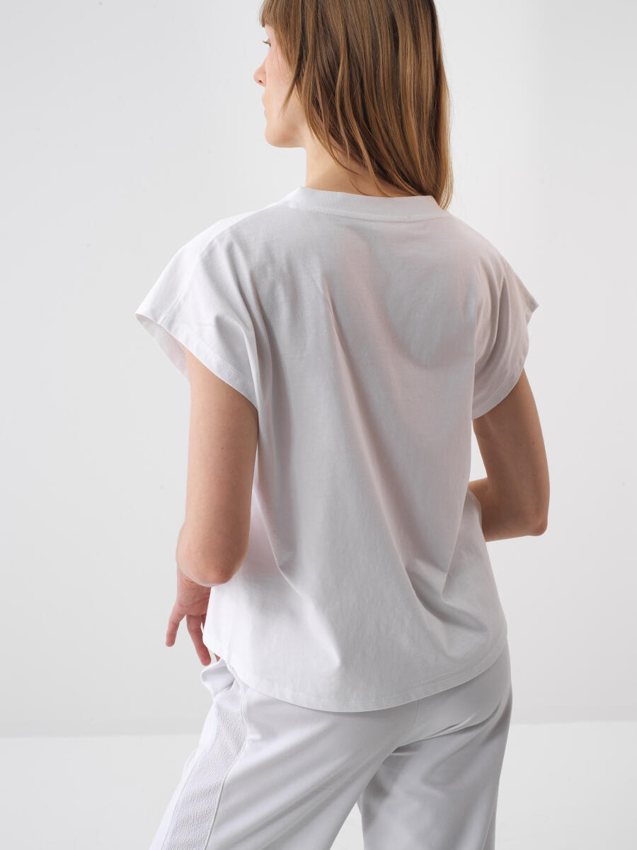 White Regular Fit Cotton T-Shirt - 4