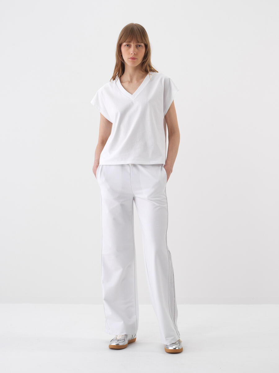 White Regular Fit Cotton T-Shirt - 2