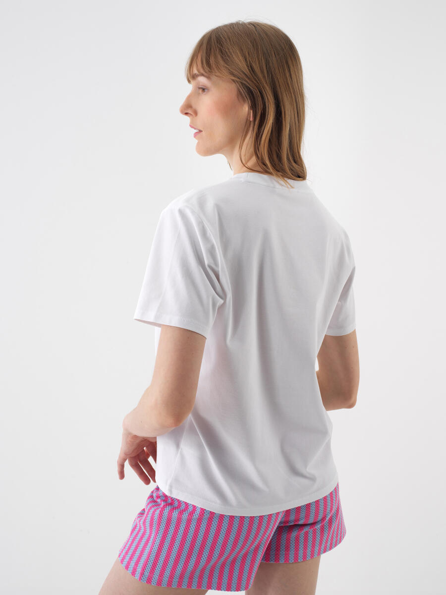 White Regular Fit Cotton T-Shirt - 4