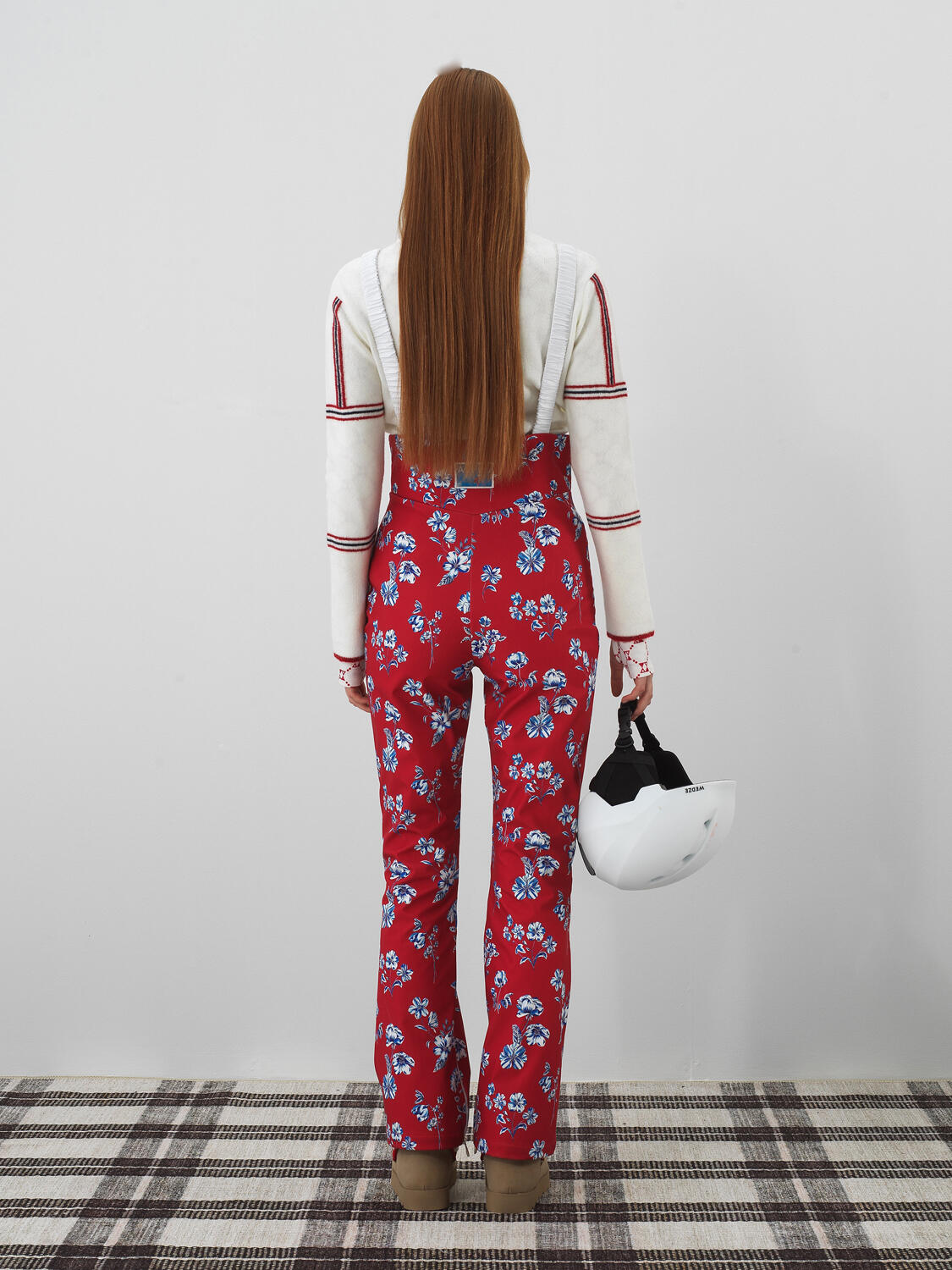 Red Softshell Textured Regular Fit Ski Overalls - 7