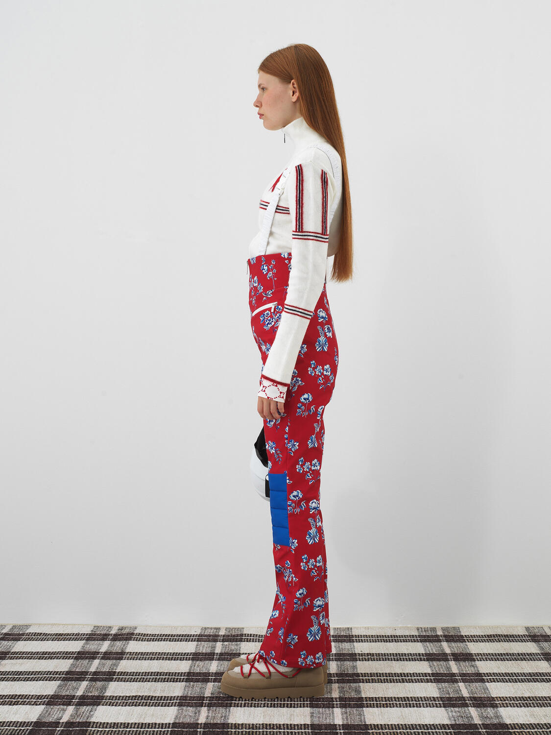 Red Softshell Textured Regular Fit Ski Overalls - 5