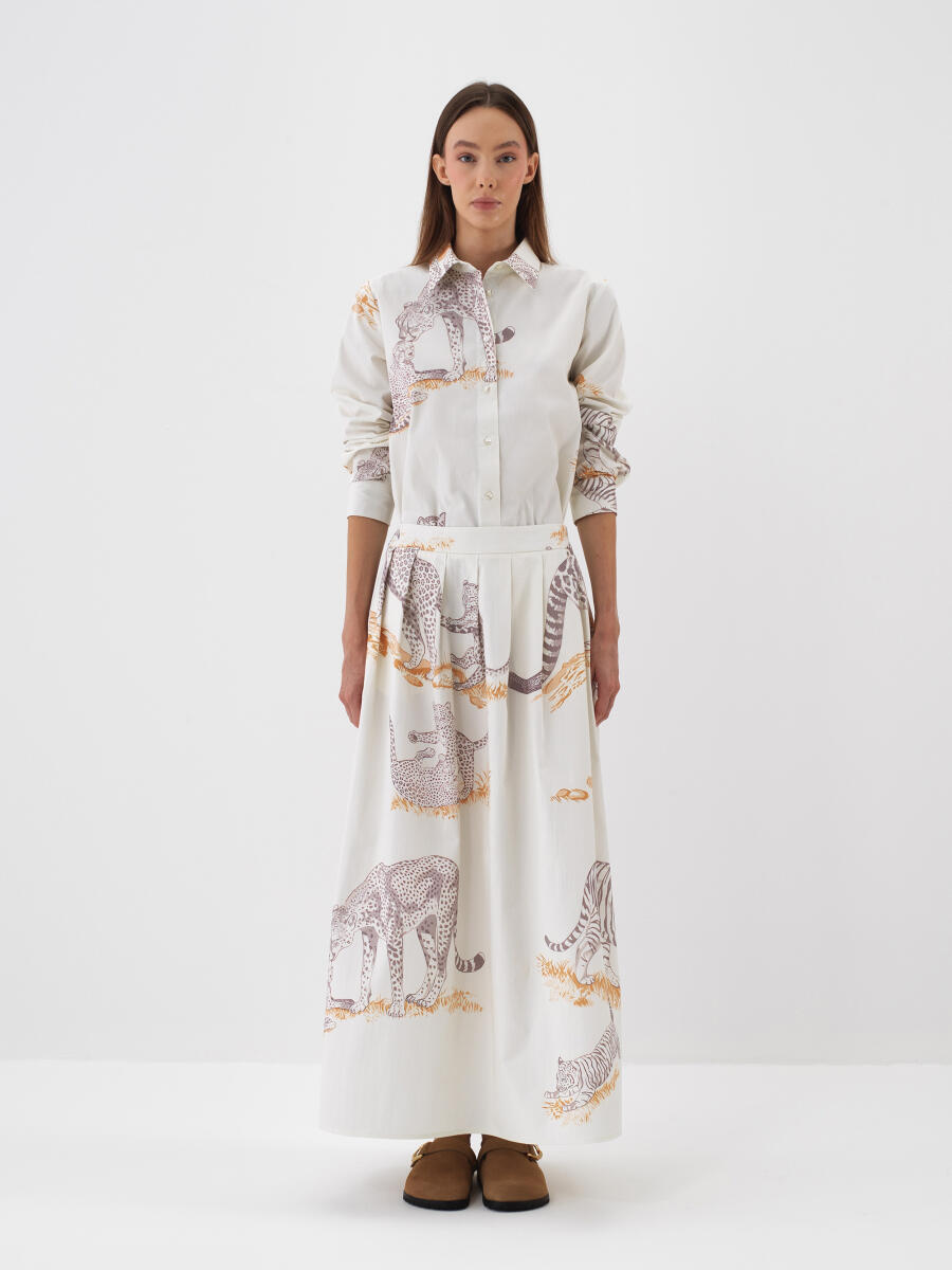 100% Cotton Patterned Skirt - 2